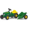 Image de Rolly Toys 012190 - rollyKid John Deere (avec remorque, direction à plateau tournant, âge 2,5 - 5 ans, attelage arrière), vert, 134.0 x 52.0 x 47.0 cm