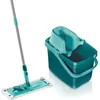 Image de Leifheit Set Combi Clean M, seau et balai essoreur faciles d'utilisation, balais serpillière avec mécanisme d'essorage intégré, kit de lavage sol vert 55356