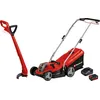 Image de Einhell Kit d’outils de jardinage sans fil Power X-Change (coupe-bordures sans fil GC-CT 18/24 Li P et tondeuse à gazon sans fil GE-CM 18/33 Li, avec batterie 4,0 Ah, 1 chargeur, 20 lames de rechange)