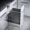 Image de Hailo Poubelle encastrable 2 bacs pour meuble coulissant 45L (38+7) Euro Cargo