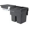 Image de Poubelle de Cuisine tri sélectif 2 bacs encastrable 80L (38+38) Hailo Euro Cargo Anthracite