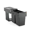 Image de Hailo Tandem Black Edition 3666851 Poubelle 2 x 15 l Poubelle à partir de 30 cm de largeur sous meuble