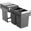Image de Hailo Collecteur de déchets 3666901 - Tandem poubelle encastrable 2x13 litres - Système de tri des déchets pour meubles bas à partir de 40 cm - Extension télescopique - Montage facile - Anthracite -