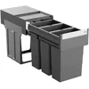 Image de Hailo Terzett 3666921 Poubelle 3 x 8 l, pour armoires inférieures à partir de 40 cm, rallonge télescopique à la main, anthracite (3 x 8 litres)