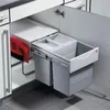 Image de Poubelle de cuisine tri sélectif 2 bacs encastrable 40L (20+20) Hailo Raumspar Tandem + Kit Balayette