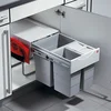 Image de Hailo Tandem Poubelle de cuisine en plastique, gris clair, gris, taille unique
