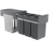 Image de Hailo Tandem 3666131 Poubelle encastrable pour armoires à partir de 30 cm de Large 3 x 10 l, Extension complète sur Rails télescopiques, Anthracite