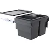 Image de Poubelle de cuisine tri sélectif 3 bacs encastrable 54L (28+13+13) Hailo Cargo Synchro