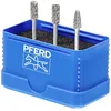 Image de PFERD 21901404 Lot de 3 fraises en carbure de tungstène - Denture Allround - Diamètre de la tige : 3 mm - Diamètre de la tige : 6 mm - Pour une utilisation universelle sur les matériaux les plus