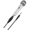 Image de Hama - 46040H - Micro monophonique, finition argent, jack de 3,5mm et adaptateur 3,5/6,35 mm, prise XLR, interrupteur marche/arrêt sur le micro, 600 Ohms, dynamique et unidirectionnel - Cordon 3.00m