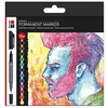Image de Graphix Lot de 12 marqueurs permanents Significant avec pointe double de 1 à 2 mm et 0,5 mm Couleurs brillantes, encre à séchage rapide, sans odeur et imperméable à l'eau, Coloré