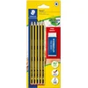 Image de Staedtler Noris 120, Crayons à papier HB en bois de haute qualité, Étui blister de 5 crayons HB et 1 gomme originale Mars Plastic, 120 A SBKD