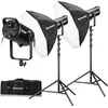 Image de Bresser Kit Éclairage Studio LED 2x180W COB RGB Octabox Fixation Bowens CCT HSI Bluetooth DMX Vidéo Photo