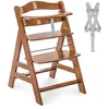 Image de hauck Chaise Haute Bébé Alpha Plus, Évolutive dès 6 Mois, Inclus Harnais 5 Points, Barre de Sécurité, Réglable, Jusqu'à 90 kg, Bois FSC - Noyer