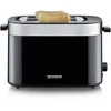 Image de SEVERIN Grille-pain automatique 800 W, Toaster compact 2 fentes jusqu'à 2 tranches, Grille-pain électrique avec réglage du degré de brunissage & fonction décongélation, Noir, AT 9264