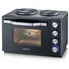 Image de SEVERIN Mini-Four à chaleur tournante 30 L avec tournebroche et plaques de cuisson, Four posable 2 500 W design élégant, Mini-four électrique minuteur 120 min, Noir/Inox, TO 2074