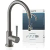 Image de SCHÜTTE 79162 Robinet d'évier CORNWALL avec fonction d'économie d'énergie et pivotant à 360° pour évier à double évier Graphite mat