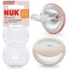 Image de NUK MommyFeel Tétine pour bébé | 0-9 mois | Sucettes compatibles avec l'allaitement | Silicone sans BPA | Rosé et ocre | Lot de 2