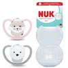 Image de NUK Perfect Match Air Sucettes pour bébé | 6-18 mois | Sucettes orthodontiques favorisant l’aération et prévenant l’irritation | 95% d’acceptation par les bébés** | Chat/Ours polaire | 2 unités