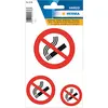 Image de HERMA 5736 Lot de 3 autocollants interdiction de fumer résistants aux intempéries Ø 3 cm, Ø 4 cm, Ø 5,7 cm, autocollants, petits, grands, ronds, interdiction de fumer, étiquettes en film plastique