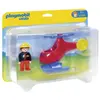 Image de Playmobil 1.2.3 6789 Pompier avec hélicoptère en occasion ou reconditionné