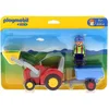Image de Playmobil 1.2.3 6964 Fermier avec Tracteur et remorque - avec Un Personnage et Son Tracteur - Mes Premiers Apprendre en s'amusant - pour Les Tout-Petits 18-36 Mois