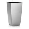 Image de Lechuza   Pot de Fleurs d'Interieur   Premium Cubico   Réserve d'Eau Intégrée   Coloris Argent   30 x 30 x 56 cm