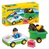 Image de Playmobil 1.2.3 70181 Cavalière avec Voiture et remorque 1.2.3 1.2.3-18-36 Mois Ses Premiers
