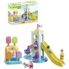 Image de Playmobil 71326 Aire de Jeux avec Toboggan géant 1.2.3 - avec Cinq Personnages, Un Toboggan et des Accessoires - Mes Premiers Apprendre en s'amusant - pour Les Tout-Petits 18-36 Mois