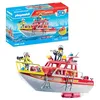 Image de Playmobil 71598 Bateau de Sauvetage et Pompiers - Action Heroes - Comprend Un Personnage, Un Bateau Flottant avec Toit Amovible Ainsi Que des Accessoires - Dès 4 Ans