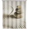 Image de WENKO Rideau de douche polyester Modèle Sand and Stone | Rideau de douche design multicolore et imperméable | 12 anneaux inclus | Écologique en PET recyclé | Dimensions 180 x 200 cm