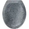 Image de WENKO Abattant WC avec Frein de Chute Premium Ottana | Lunette WC clipsable avec Fixation Facile en Acier INOX | Aspect Pierre natuelle | Duroplast hygiènique, 37.5 x 44.5 cm | Granit