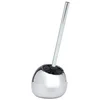 Image de WENKO Porte Brosse WC Céramique Polaris Chromé, Brosse WC Noir, Brosse WC remplaçable, 19x34,6x14,6 cm
