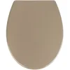 Image de WENKO Abattant WC Modèle Samos Taupe | Abattant WC antibactérien en Duroplast avec frein de chute Easy Close | Dimensions 37,5 x 44,5 cm | Couleur taupe fixation en acier inoxydable mat