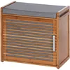 Image de WENKO Banc d'entrée et Meuble à Chaussures Bois Bahari | Rangement Chaussure avec 2 étagères pour 4 Paires de Chaussures | Assise rembourée| Bambou -Polyester | 50x45x33cm | Gris - Marron