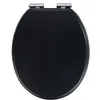 Image de WENKO Abattant WC Cuero Beige, abattant WC avec frein de chute, en MDF exempt de pores résistant à l'humidité, fixation en zinc inox moulé sous pression, 35,5 x 42,5 cm, Noir