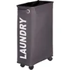 Image de WENKO Panier à Linge Corno | Panier Linge roulettes étroit décor Laundry | Capacité 43 l | Gain de Place | Poignets de Transport | Pratique et Flexible | Polyester | 18.5x60x40 cm | Gris