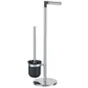 Image de WENKO Combiné WC 2en1 Parus | Brosse WC à tête remplaçable et dérouleur Papier Toilette | Acier Inoxydable Anti Rouille | Accessoire Toilette | DIM 25,5x57x16,5 cm | INOX Brillant
