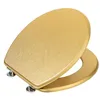 Image de WENKO Abattant WC Mod. Aldeno or mat | Siège WC en MDF FSC doré avec fixation en acier inoxydable | Design élégant et résistant à l'humidité | Dimensions 37 x 41 cm | Couleur or