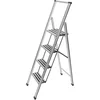 Image de WENKO Escabeau 4 marches, escabeau Pliable Aluminium Design, 44 x 153 x 5.5 cm, Couleur Argent