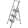 Image de WENKO Escabeau 3 marches, escabeau Pliable Aluminium Design, 44 x 127 x 5.5 cm, Couleur Argent