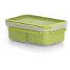 Image de Emsa - 518102 - Boîte à Repas et En-cas avec 2 Inserts Pratiques et Couvercle - Volume : 0,55 Litre - Transparent/Vert - Clip & Go