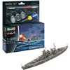 Image de Revell 65181 Battleship Gneisenau Kit de maquette en plastique non construit/non peint à l'échelle 1:1200 avec colle professionnelle Contacta, pinceau et peintures Aqua Color sélectionnées