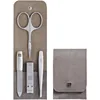 Image de ZWILLING Manucure kit (4 pièces, set professionnel de soins des ongles en cuir véritable avec fermeture éclair, avec coupe-ongles compact), Premium, Taupe