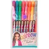 Image de Depesche 12192 TOPModel - Rainbow Glitter Set de crayons gel dans une pochette transparente avec fermeture à bouton-pression, 8 crayons de couleur pailletée pour écrire et décorer
