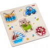 Image de HABA 304608 - Puzzle à saisir, puzzle en bois de 5 pièces avec motifs de jouets et grands boutons en bois antidérapants, jouets en bois à partir de 12 mois