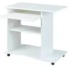 Image de Inter Link - Bureau - Table pour ordinateur portable - Table d'ordinateur - Sur roulettes - Tiroir coulissant - Mini table de bureau - Stratifié - 80 x 50 x 75cm - Blanc - Pepe