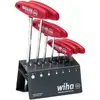 Image de Wiha Jeu de clés mâles avec manche en T Six pans, nickelées brillantes sur présentoir 7 pcs (00953)
