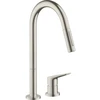 Image de hansgrohe Mitigeur évier 2 trous 220 Axor Citterio M avec douchette extractible, aspect acier inoxydable