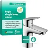 Image de hansgrohe Logis Robinet de lavabo avec bec hauteur 100 mm, avec tirette, robinet de salle de bain, économe en eau, chromé